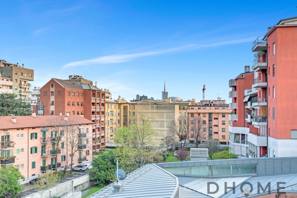Vista panoramica di un quartiere residenziale a Maciachini, Milano.